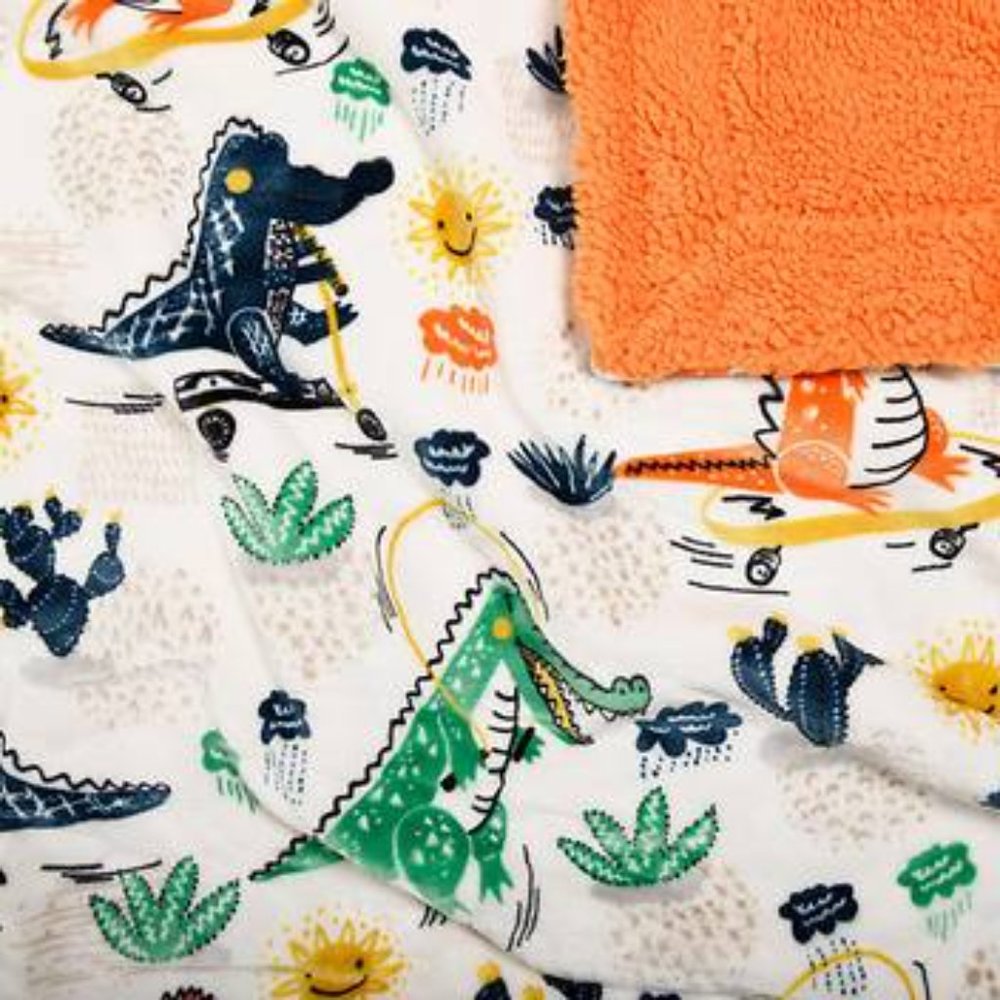 🔥💘Life Comfort Kid’s Ultimate Sherpa Fleece Blanket SEALED - Alligators - Picture 4 of 4
